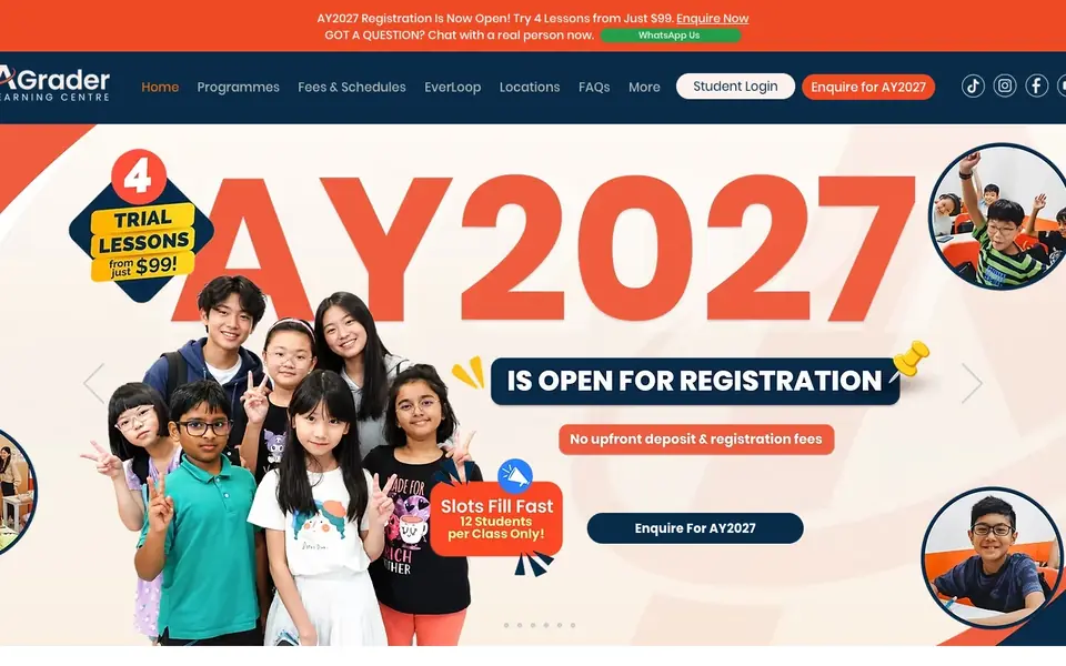 AGrader Learning Centre website homepage, 4 Oct 2026