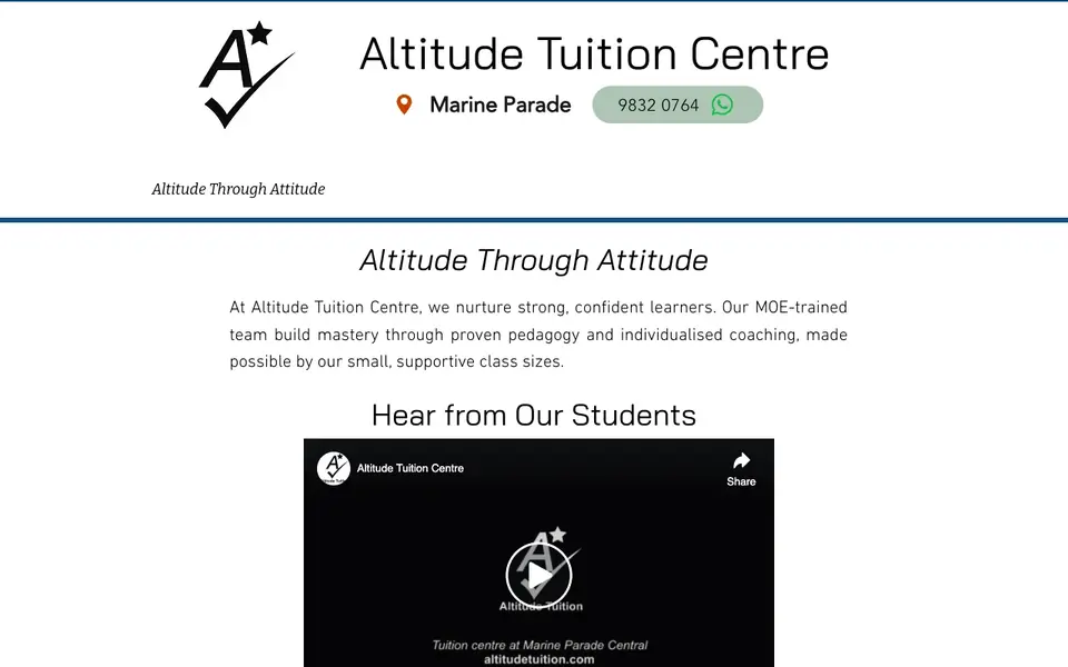 Altitude Tuition Centre website homepage, 4 Oct 2026
