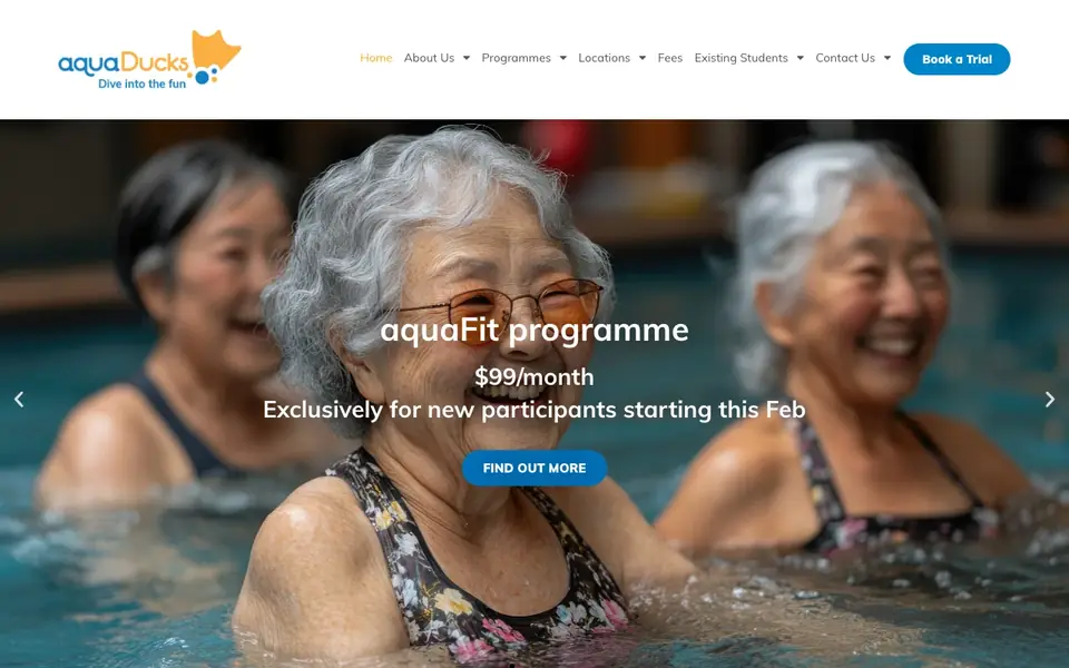 aquaDucks website homepage, 4 Oct 2026