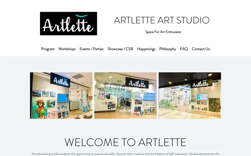 Artlette Art Studio website homepage, 4 Oct 2026