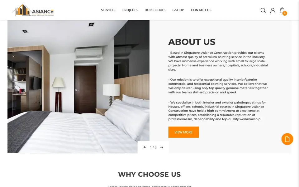 Asiance Construction website homepage, 4 Oct 2026
