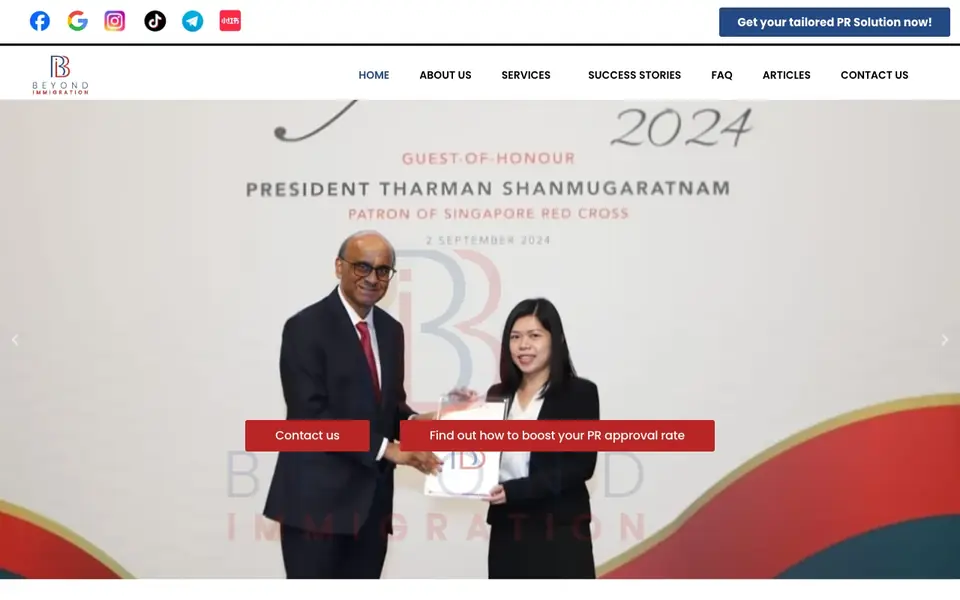 Beyond Immigration Pte. Ltd. website homepage, 4 Oct 2026