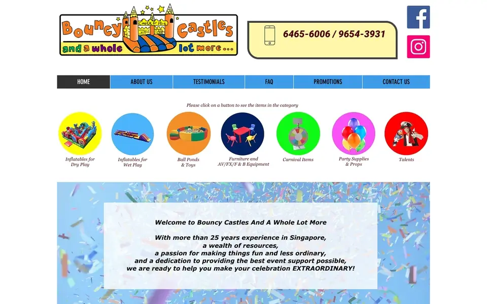 Bouncy Castles & A Whole Lot More website homepage, 4 Oct 2026