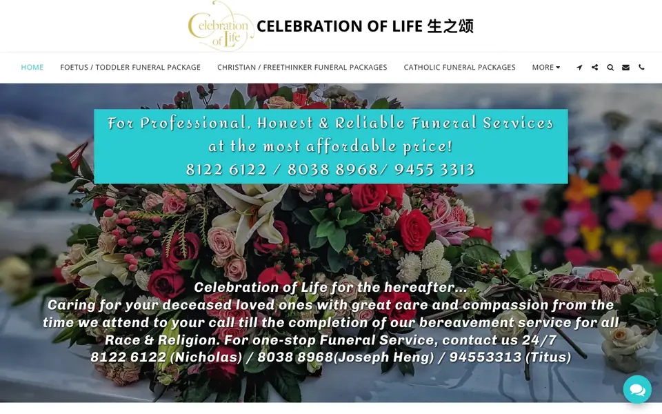 Celebration Of Life website homepage, 4 Oct 2026