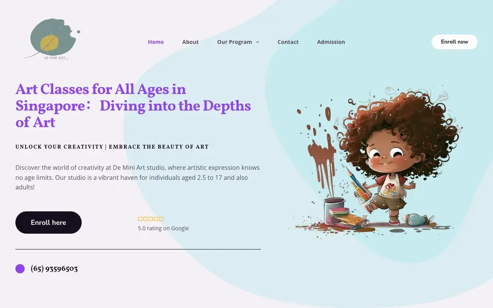 De Mini Art Studio website homepage, 4 Oct 2026
