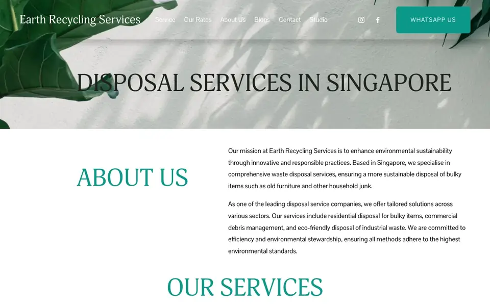 Earth Recycling Services website homepage, 4 Oct 2026