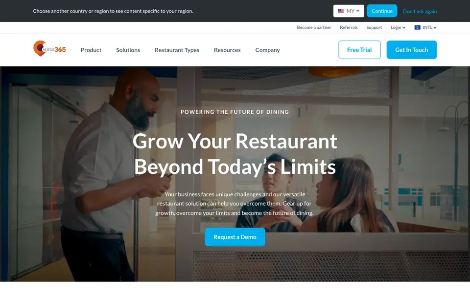Eats365 website homepage, 4 Oct 2026