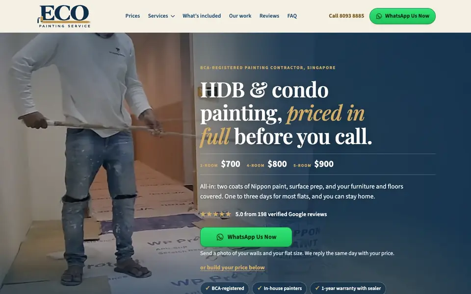 Eco Painting Service website homepage, 4 Oct 2026