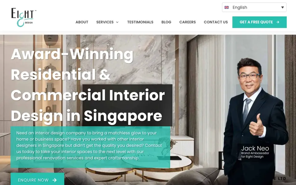 Eight Design website homepage, 4 Oct 2026