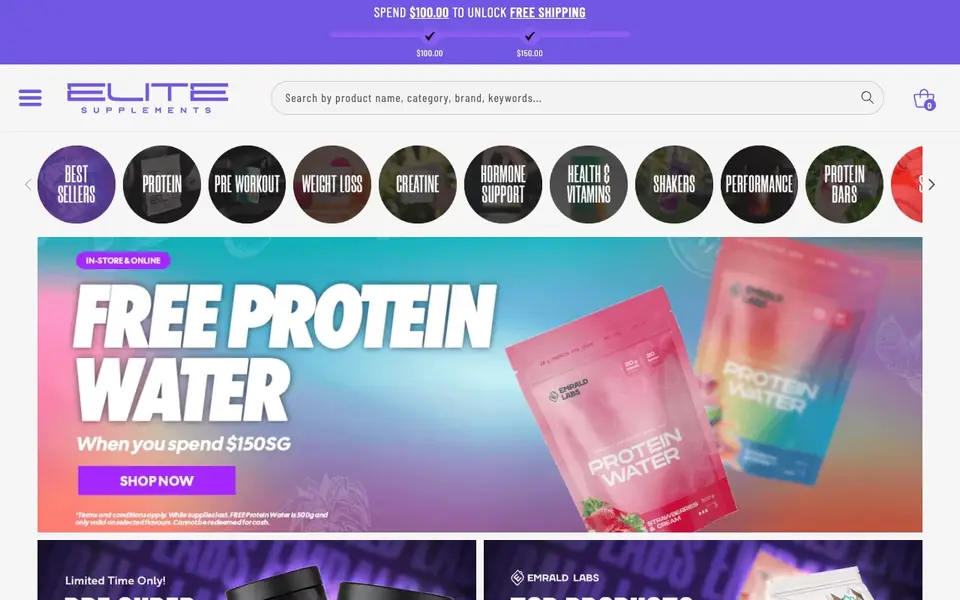 Elite Supplements Funan website homepage, 4 Oct 2026