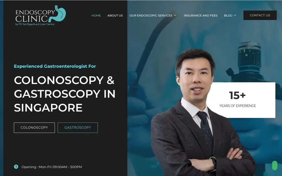Endoscopy Clinic By PS Tan Digestive And Liver Centre website homepage, 4 Oct 2026