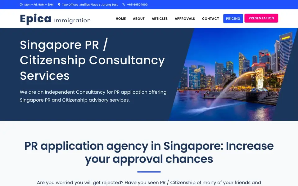 Epica Immigration website homepage, 4 Oct 2026