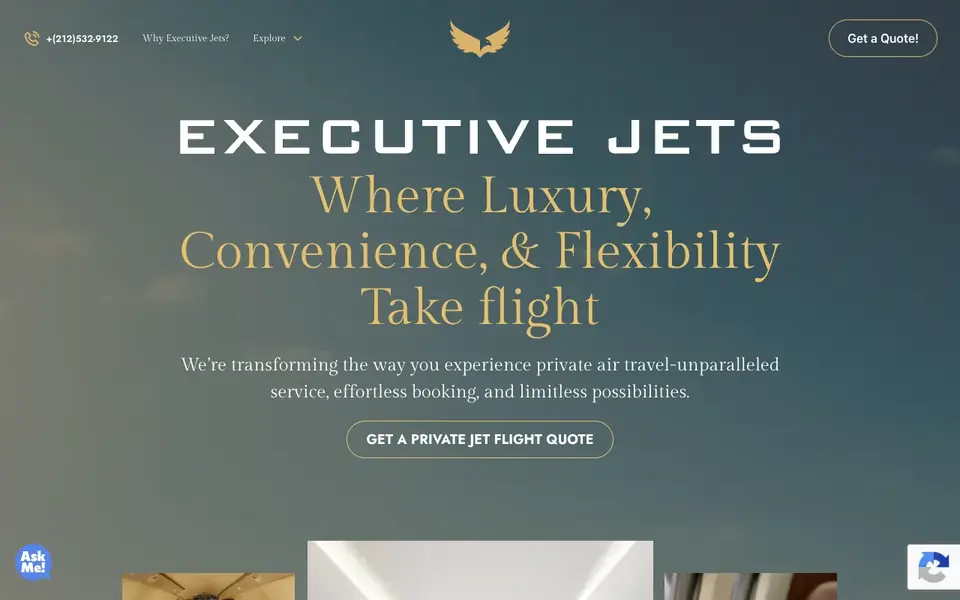 Executive Jets website homepage, 4 Oct 2026
