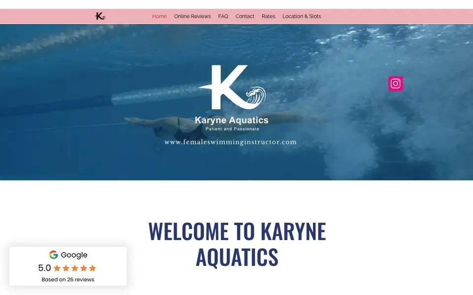 Karyne Aquatics website homepage, 4 Oct 2026