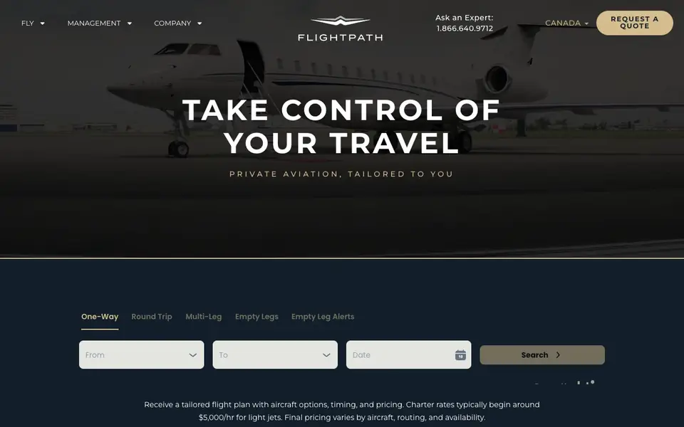 Flightpath website homepage, 4 Oct 2026