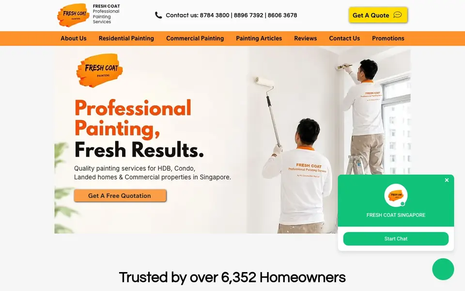 Fresh Coat website homepage, 4 Oct 2026