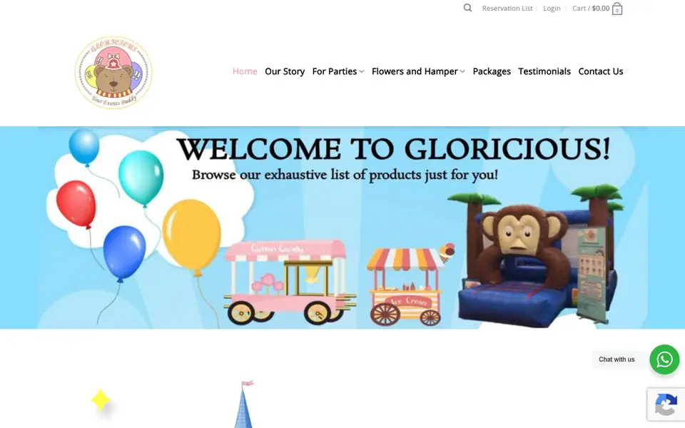 Gloricious Event & Concept LLP website homepage, 4 Oct 2026