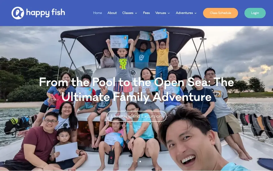 Happy Fish Swim School website homepage, 4 Oct 2026