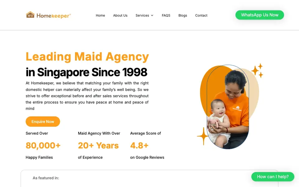 Homekeeper website homepage, 4 Oct 2026