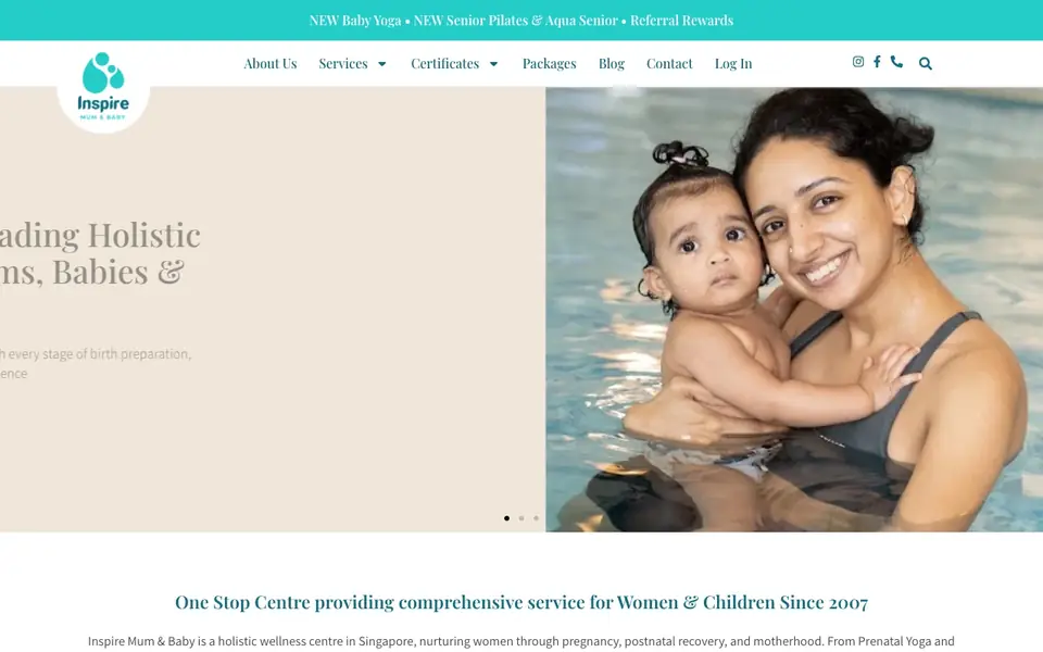 Inspire Mum & Baby website homepage, 4 Oct 2026