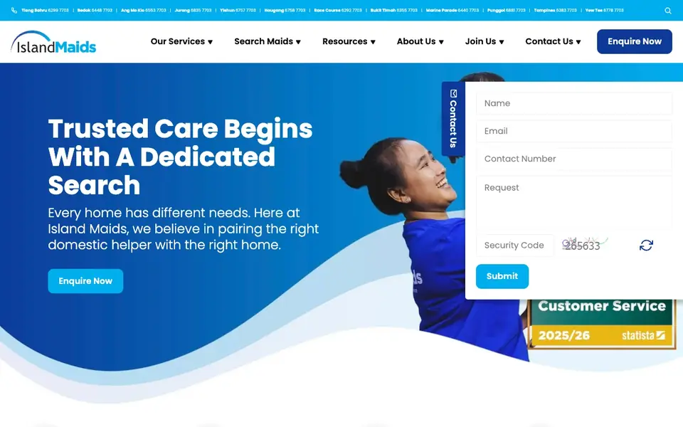Island Maids website homepage, 4 Oct 2026