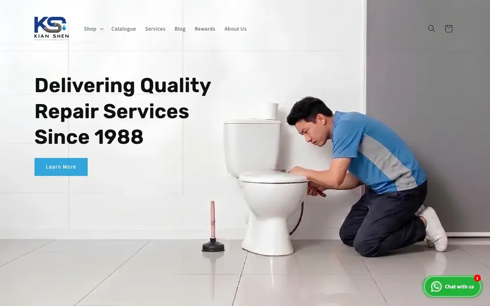 Kian Shen Trading & Plumbing Services website homepage, 4 Oct 2026