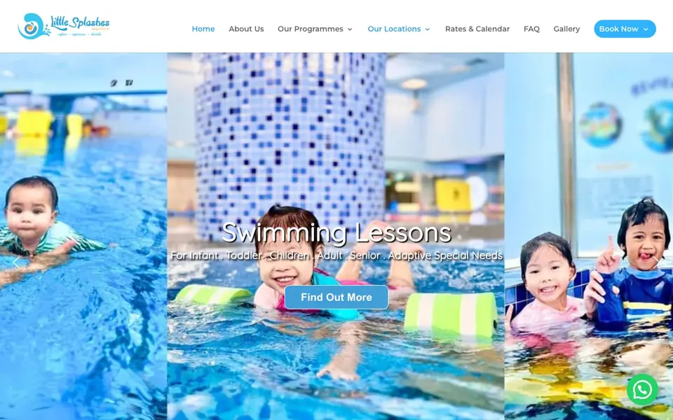 Little Splashes Aquatics website homepage, 4 Oct 2026