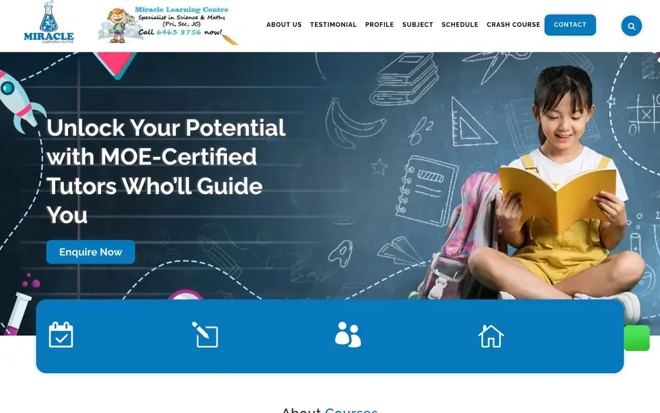 Miracle Learning Centre website homepage, 4 Oct 2026