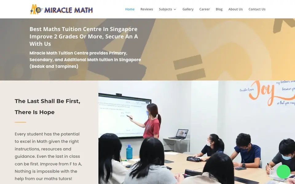Miracle Math Tuition Centre website homepage, 4 Oct 2026