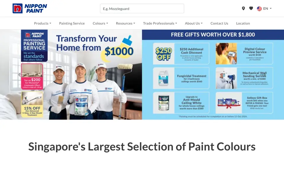 Nippon Paint Singapore website homepage, 4 Oct 2026