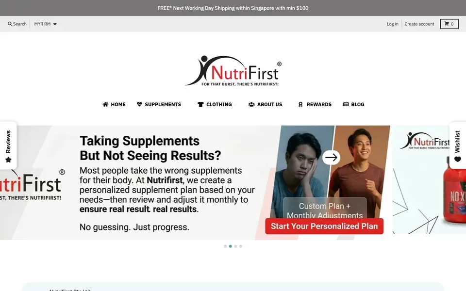 NutriFirst Pte Ltd website homepage, 4 Oct 2026