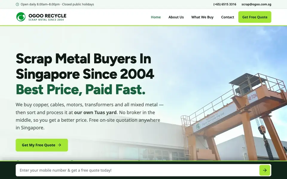 Ogoo Recycle website homepage, 4 Oct 2026