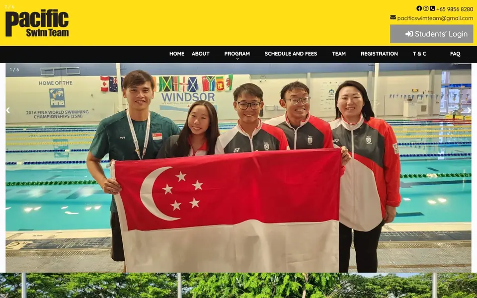 Pacific Swim Team website homepage, 4 Oct 2026