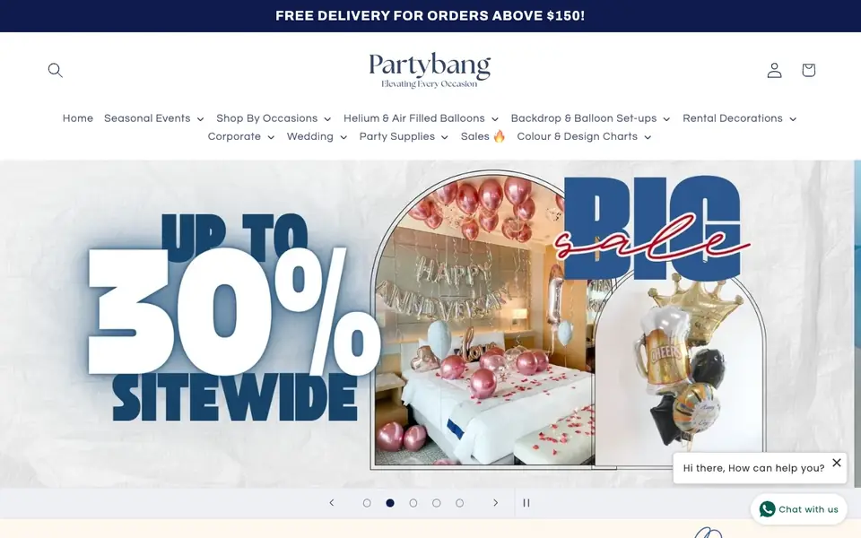 Partybang website homepage, 4 Oct 2026