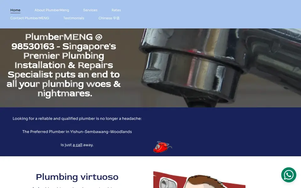 PlumberMENG website homepage, 4 Oct 2026