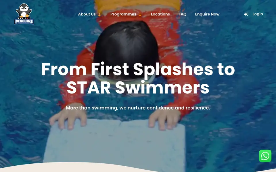 Red Dot Penguins Swim School website homepage, 4 Oct 2026