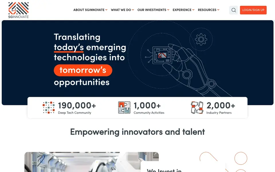 SGInnovate website homepage, 4 Oct 2026
