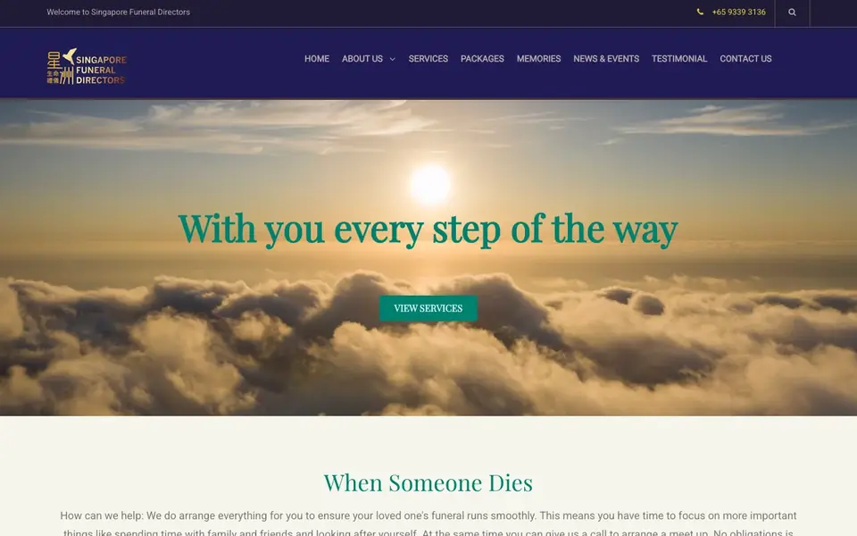 Singapore Funeral Directors website homepage, 4 Oct 2026