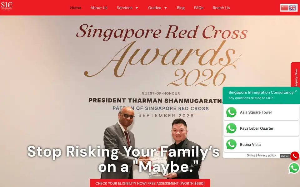 Singapore Immigration Consultancy website homepage, 4 Oct 2026
