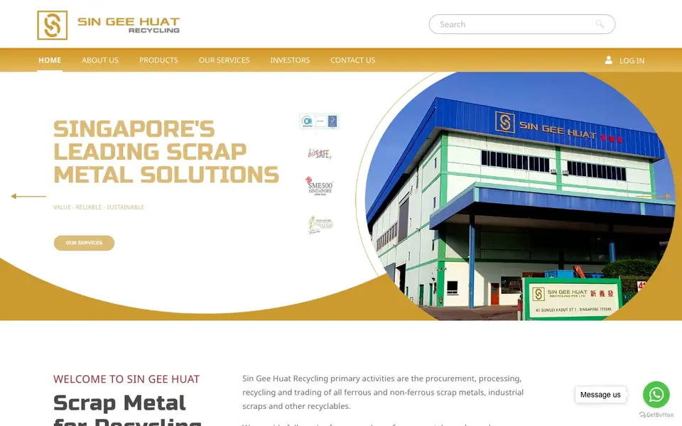 SIN GEE HUAT RECYCLING website homepage, 4 Oct 2026