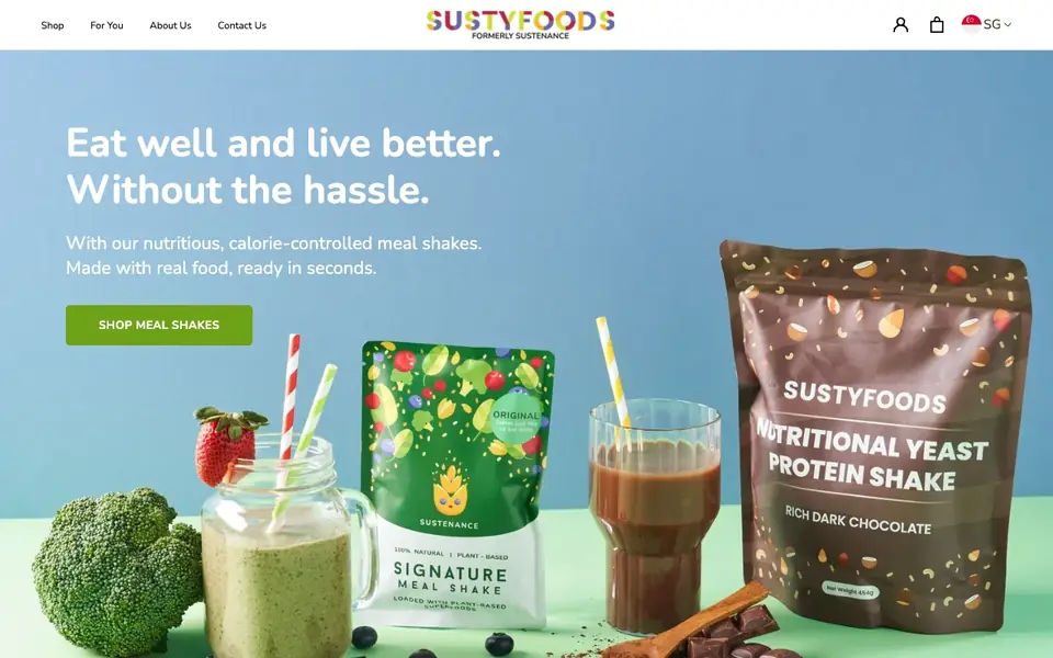 Sustyfoods website homepage, 4 Oct 2026