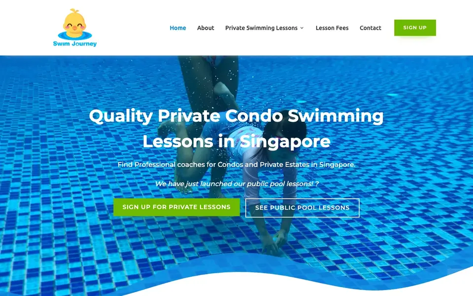 SwimJourney website homepage, 4 Oct 2026