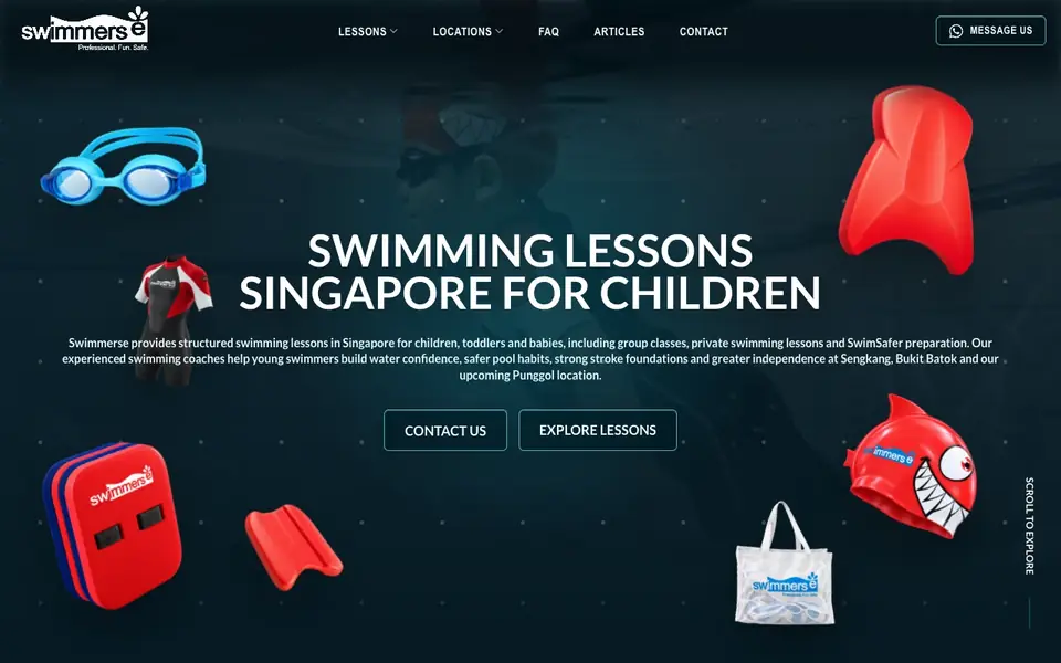 Swimmerse Swim School website homepage, 4 Oct 2026