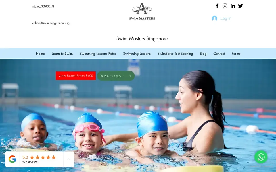 Swim Masters website homepage, 4 Oct 2026