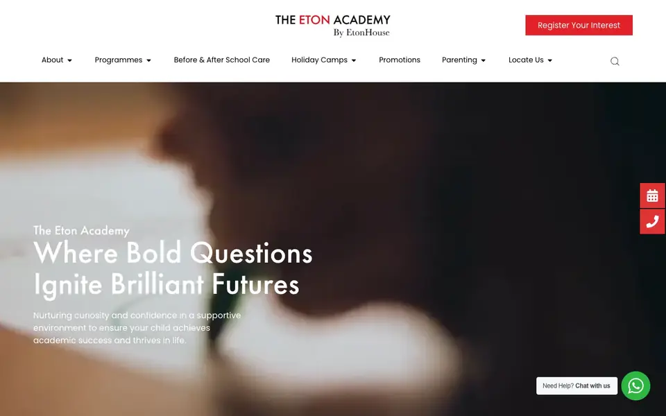 The Eton Academy by EtonHouse website homepage, 4 Oct 2026