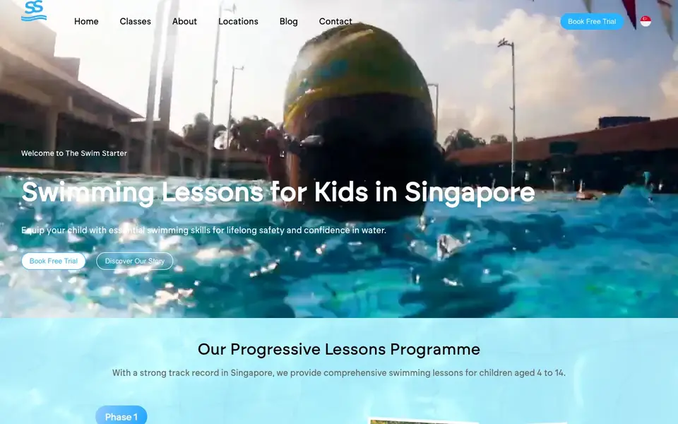 The Swim Starter Toa Payoh website homepage, 4 Oct 2026