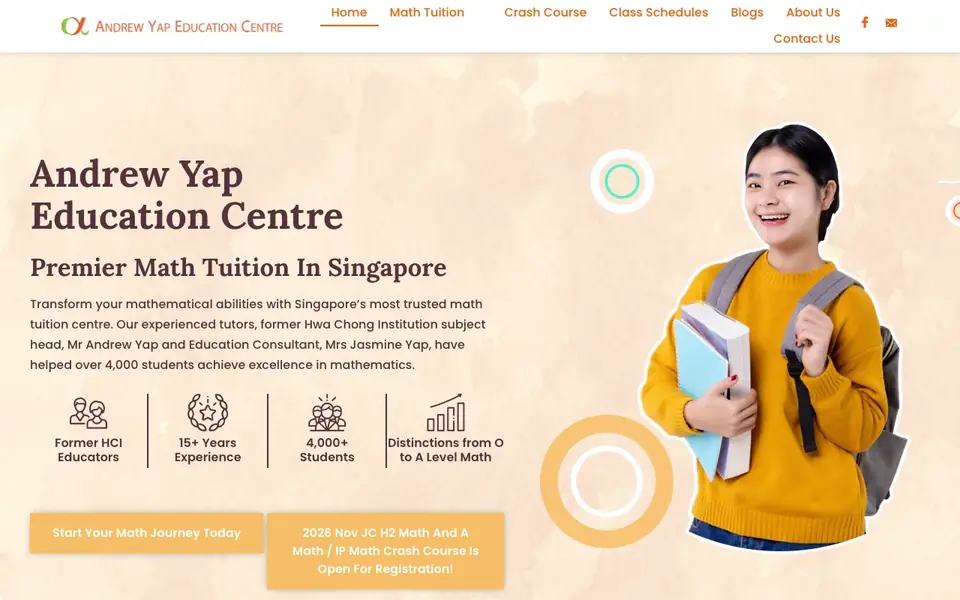 Andrew Yap Education Centre website homepage, 4 Oct 2026