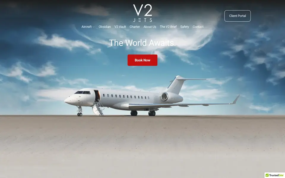 V2 Jets website homepage, 4 Oct 2026