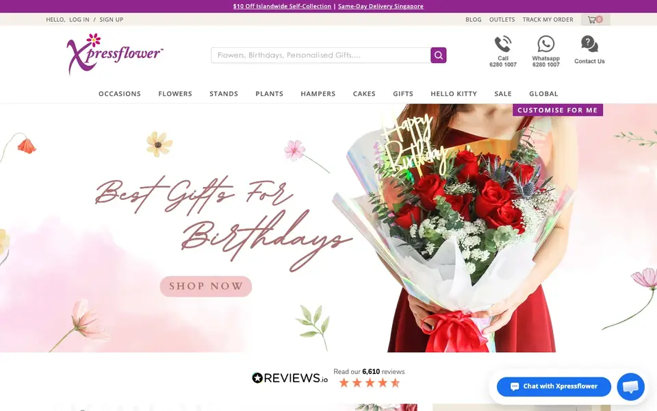XpressFlower website homepage, 4 Oct 2026